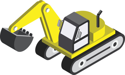 excavator illustration in 3D isometric style
