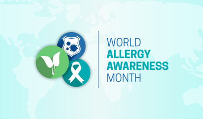 World Allergy Awareness Month Illustration Background with Icons