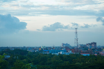 Dhaka City in the middle of nature.  The image was taken from a drone