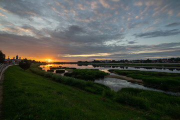 sunset over the river