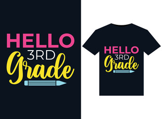 Hello 3rd Grade illustrations for print-ready T-Shirts design