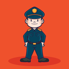 Hand drawn children cartoon activities of policeman.