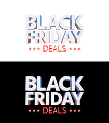Big 3d Black Friday Deals promotion text. 3d Render.