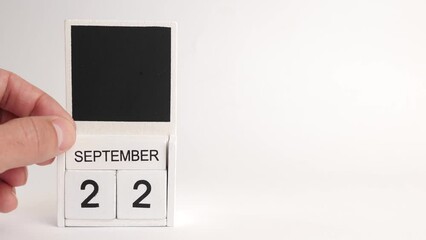 Calendar with the date September 22 and a place for designers. Illustration for an event of a certain date.