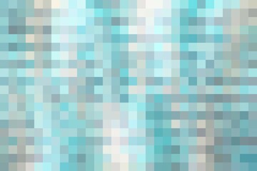 Abstract pattern color combination, pixel effect. Squares in neon blue turquoise green grey colors, light pastel and bright shades, nuances. Fresh modern background, fashion trend in color combination