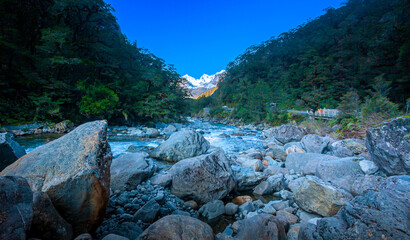 Landscape of knobs flat important beautiful destination of road to milford sound fiordland national park new zealand