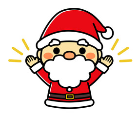 両手を挙げるサンタクロース　イラスト素材