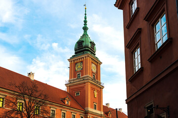 Antique building view in Old Town Warsaw, Poland