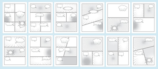 Naklejka premium Set of comics blank template 