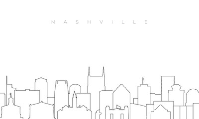 Outline Nashville skyline. Trendy template with Nashville buildings and landmarks in line style. Stock vector design.