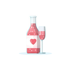 Love drink bottle and glass icon. Valentine day