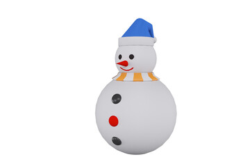 3D Cute snowman wearing blue Christmas hat