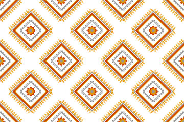 Fabric flower pattern background. Geometric ethnic oriental seamless pattern traditional. Design for wallpaper, illustration, fabric, clothing, carpet, textile, batik, embroidery.
