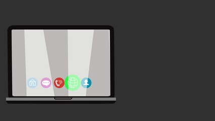 A laptop opening up with motion and apps