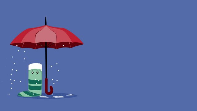 A sock beneath the umbrella in the winter