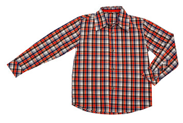 Red checkered children's shirt Isolated on white