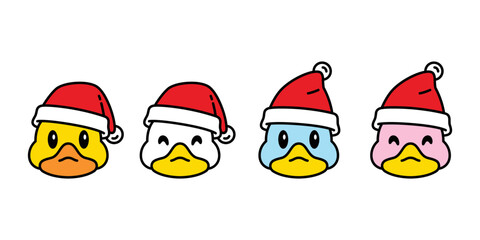 duck vector christmas icon santa claus hat rubber duck logo shower bathroom bird chicken cartoon character symbol doodle isolated illustration design