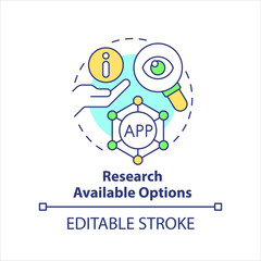 Obraz premium Research available options concept icon. Selecting process. Business consideration abstract idea thin line illustration. Isolated outline drawing. Editable stroke. Arial, Myriad Pro-Bold fonts used
