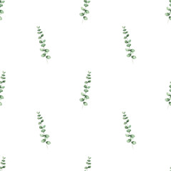 Leaves a watercolor seamless pattern. Greenery watercolor digital paper. 
