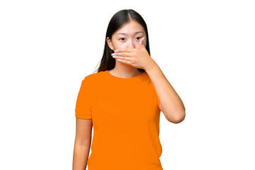 Fototapeta premium Young Asian woman over isolated background celebrating a victory