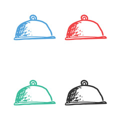 Dish with lid icon, Food Cover, Butter dish vector icon, Cloche with platter for serve, Flat dish vector icons in multiple colors