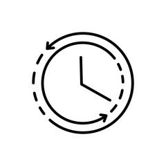 Time left outline icon. isolated line vector illustration from tools and utensils collection. editable thin stroke time left icon on white background