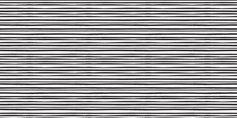 Striped background seamless pattern border. Black and white textured grunge horizontal stripes. Abstract banner vector design element. - obrazy, fototapety, plakaty