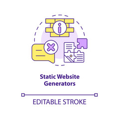 Static website generators concept icon. Digital technology. Web development trend abstract idea thin line illustration. Isolated outline drawing. Editable stroke. Arial, Myriad Pro-Bold fonts used