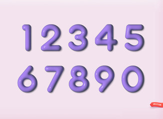 Set of isolated numbers. Party, birthday, celebrate anniversary and wedding. 3D Web Vector Illustrations.