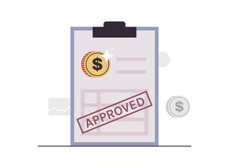 Credit approval and approval from bank finance concept flat illustration.	
