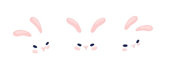 Cartoon rabbit. The rabbit's muzzle. nose, eyes, ears. Stylized hare's head.