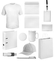 Realistic corporate visual brand identity blank design template items isolated, add your own design