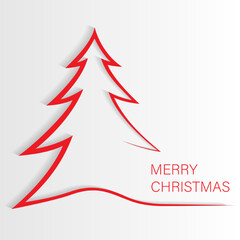 Christmas tree. Vector illustration of an outline of a Christmas tree in red tones on a white background. Sketch for creativity.