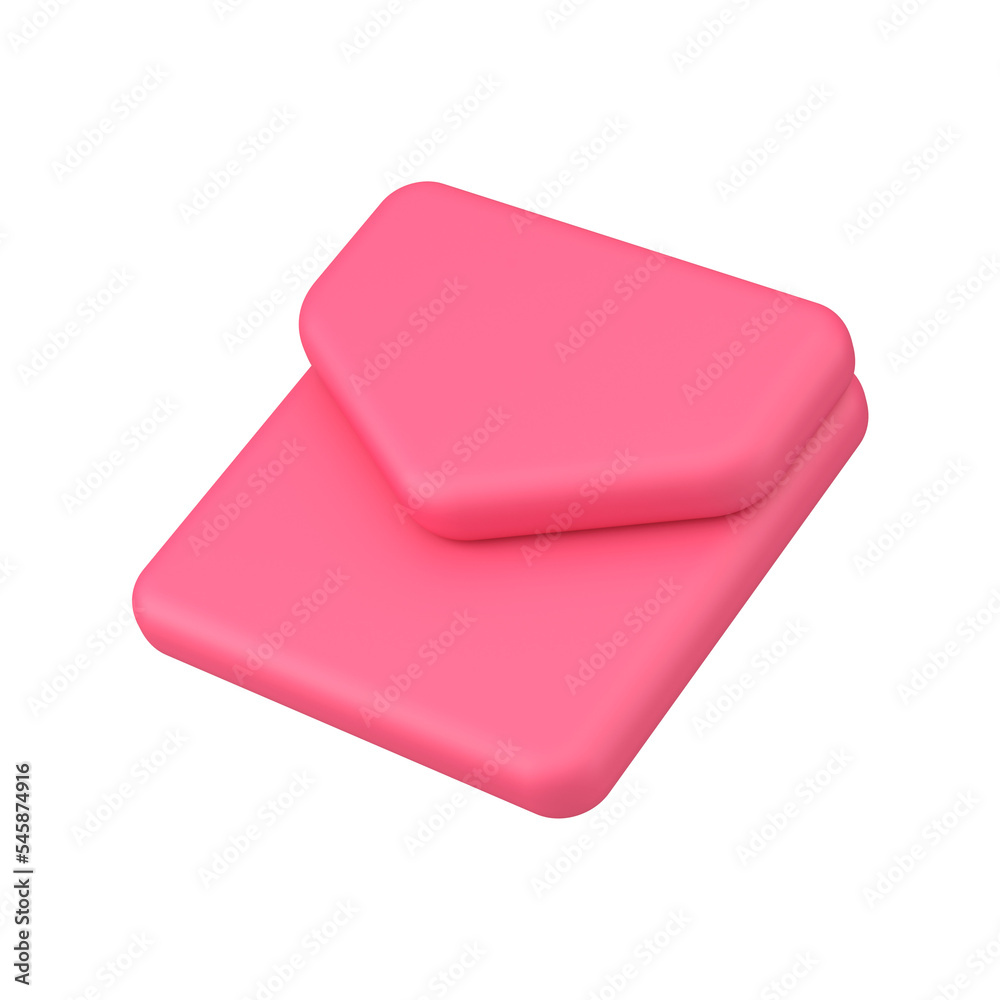 Poster inbox message chat button pink envelope internet notification realistic 3d icon