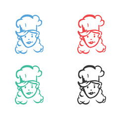 Chef Cartoon icon,  Kitchen Chef hat icon, chef  logo vector icons in multiple colors 
