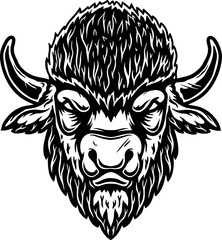 Illustration of wild bison. Design element for logo, label, sign. Vector illustration