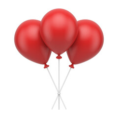 Red romantic heap inflatable helium balloons on plastic sticks festive air design 3d icon
