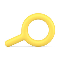 Bright yellow horizontal magnifying glass education science exploration realistic 3d icon