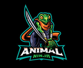 Frog ninja mascot logo design
