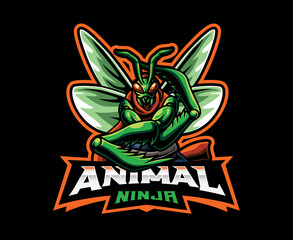 Mantis ninja mascot logo design