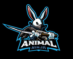 Rabbit ninja mascot logo design © Fand