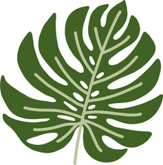 simplicity monstera leaf freehand continuous line drawing flat design.