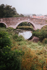 Fototapeta na wymiar old bridge over the river, camino de Santiago 