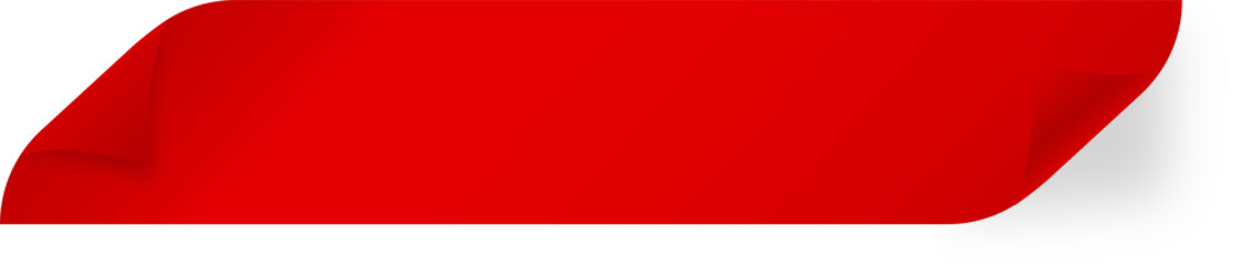 Realistic red ribbon illustration. Ribbon with wrinkles corners.