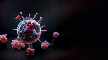 RSV virus, Respiratory syncytial virus, human orthopneumovirus, is a common, contagious airborne virus that causes infections of the respiratory tract 3d rendering - obrazy, fototapety, plakaty