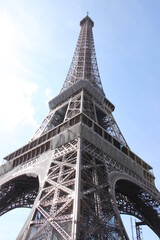 Close-up of the Eiffel Tower from a spectacular angle