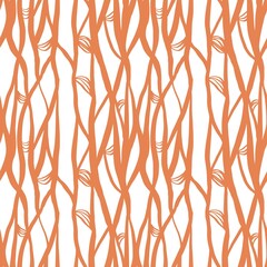 a noiseless pattern with vertically arranged plant elements of orange color on a white background