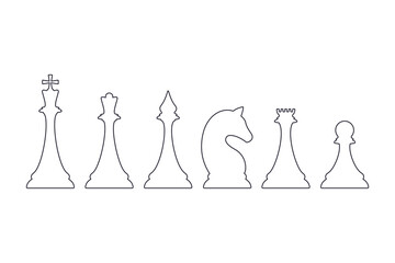 chess pieces on white background