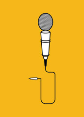 Music accessory microphone vector illustration minimalistic black line and white illustration on yellow background, great design for any purposes