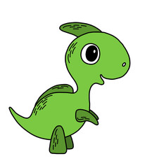Little freindly green dino. Vector illustration for nursery t-shirt, kids apparel